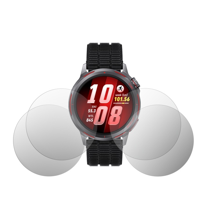 Set 4X Folie Protectie Ecran HD iSkinz pentru Huawei Watch GT Runner 2, Invisible Skinz, Siliconica Ultra-Clear cu Acoperire Totala, Adeziva si Flexibila