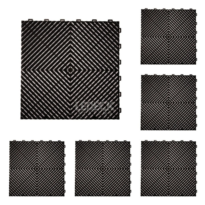 Pardoseala Modulara Plastic PP – Exterior, Garaj Auto, Service, Terasa - Negru (pret pe m2)