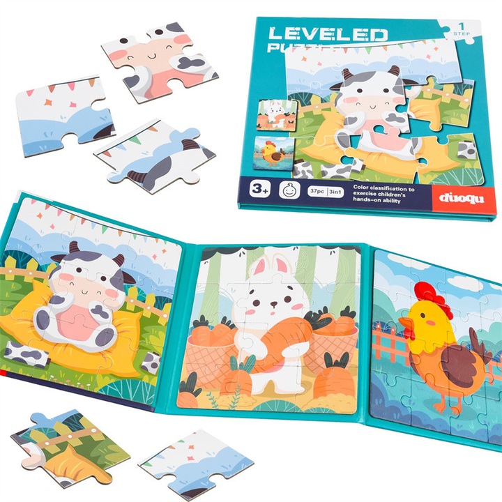 Mágneses puzzle, 2-5 éves gyermekek számára alkalmas, utazó játék, tökéletes kisgyermekeknek repülő- és autós utazásokhoz, 37 darab, nagyszerű születésnapi ajándék gyerekeknek