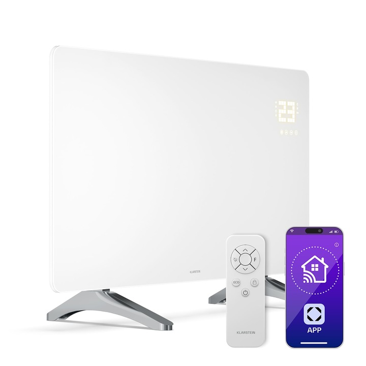 Panou infrarosu Klarstein Wonderglass, 480 W, 7-14 m, design modern din sticla, 90x58 cm