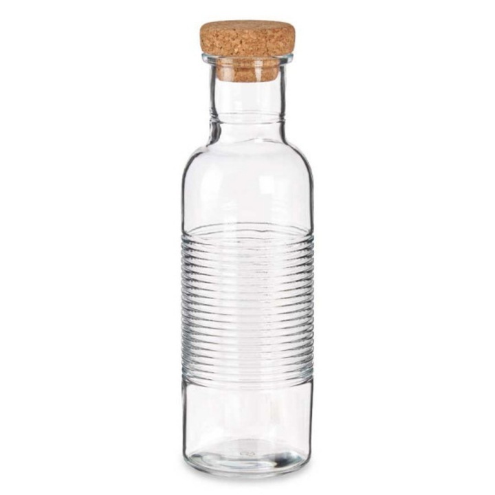 Carafa Apa Pasabahce, Sticla Transparenta, Dop Pluta Natural, Design Slim Modern, Ideala Pentru Servire Apa, Limonada Sau Vin, Forma Ergonomica, Stil Minimalist, Accesoriu Eleganta Masa Si Bucatarie, 1000 ml, Transparent