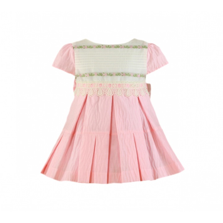 Rochie fetita, Miranda, alb cu roz, dantela, 2 ani, 92-98 cm