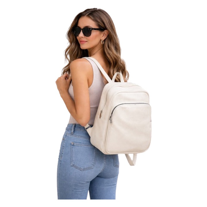 Rucsac de dama modern si practic, Mini Junior R1803, Crem