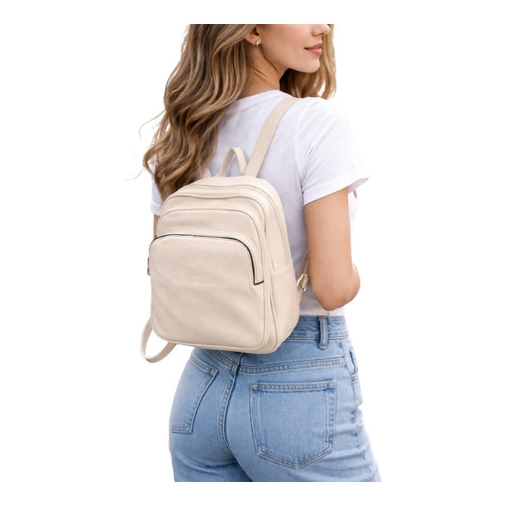 Rucsac de dama modern si practic, Mini Junior R1803, Crem