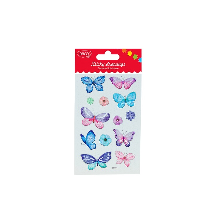 Stickere decorative Fluturi si Flori Pastelate Daco Art, 10x16 cm, pentru Craft si Agende