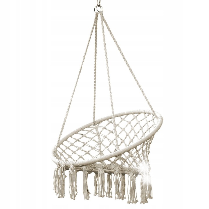 Хамак SASKA GARDEN, 100% памук, 82x62см, бежов, комплект с метални пръстени