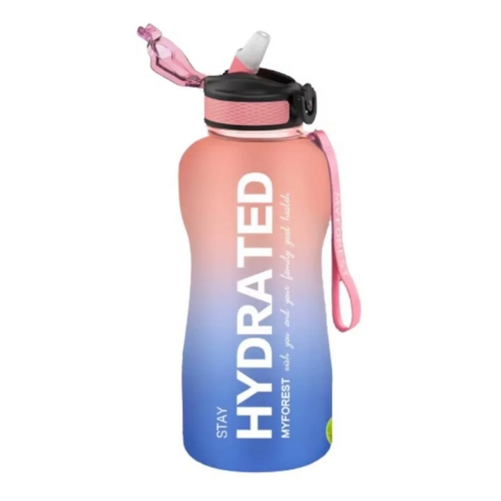 Sticla de apa pentru sport sau drumetii MyForest, 2.2 l, silicon, roz, albastru