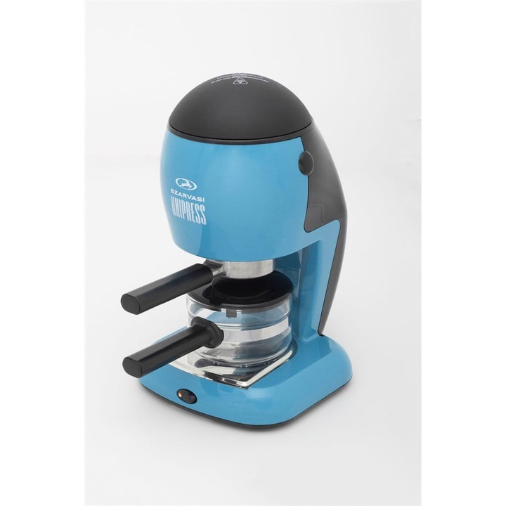 Espressor manual Szarvasi Unipress 4 bari, 2 si 6 cesti, 800W, albastru ceresc