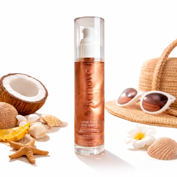 Lotiune de Corp cu Protectie Solara SPF 45 si Particule Iluminatoare Rose Gold, Piele Radianta si Aspect Bronzy, 100 ml