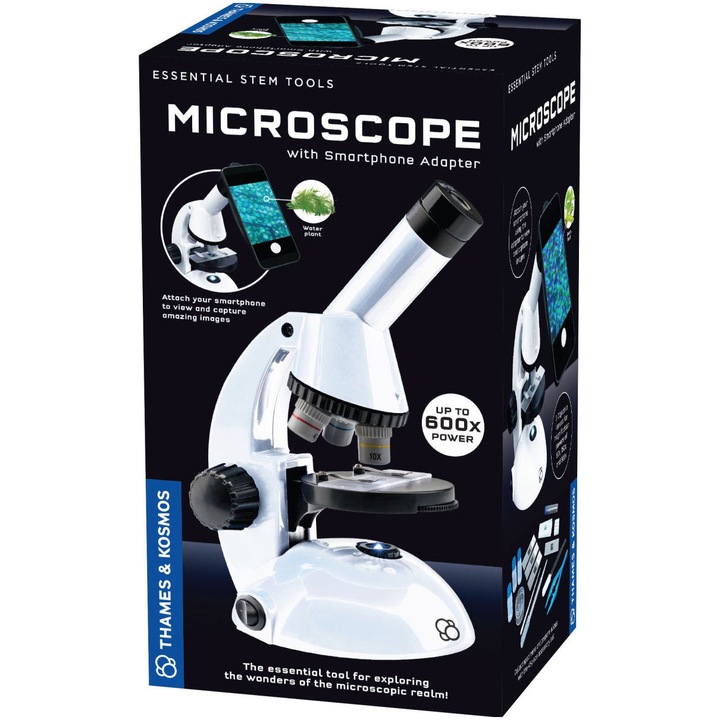 Joc educativ Thames & Kosmos STEM - Microscop pentru copii, 600x, cu adaptor pentru smartphone