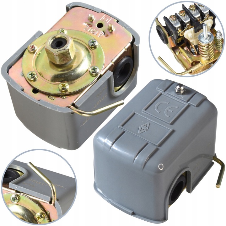 Presostat mecanic ALUVRA DRY-RUNNING, pentru pompa hidrofor si pompa submersibila, 1-5 bar, FI, racord 1/4", 12A, cu parghie pentru control manual, universal premium