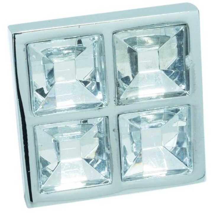Buton cristal Kubera, IDEAL FEROLUC, crom lucios/translucid, mobilier