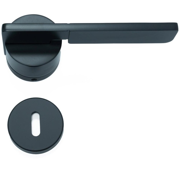 Set 2 x Manere si Rozeta P pentru Usi, IDEAL FEROLUC, Model Esus, 52x158mm, Negru Mat