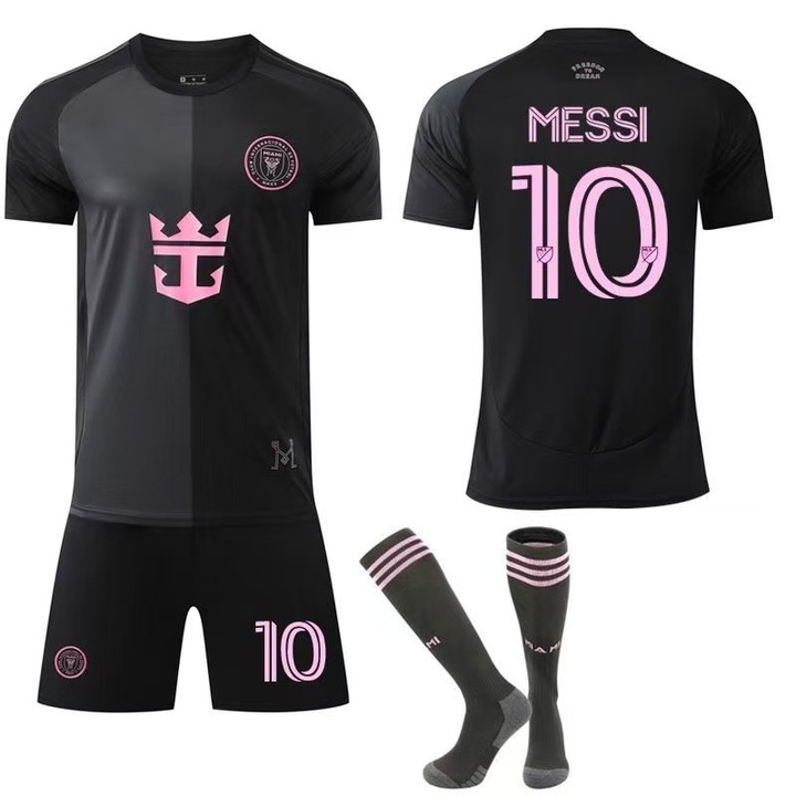 Комплект футболно оборудване за деца, номер 10, черно, полиестер