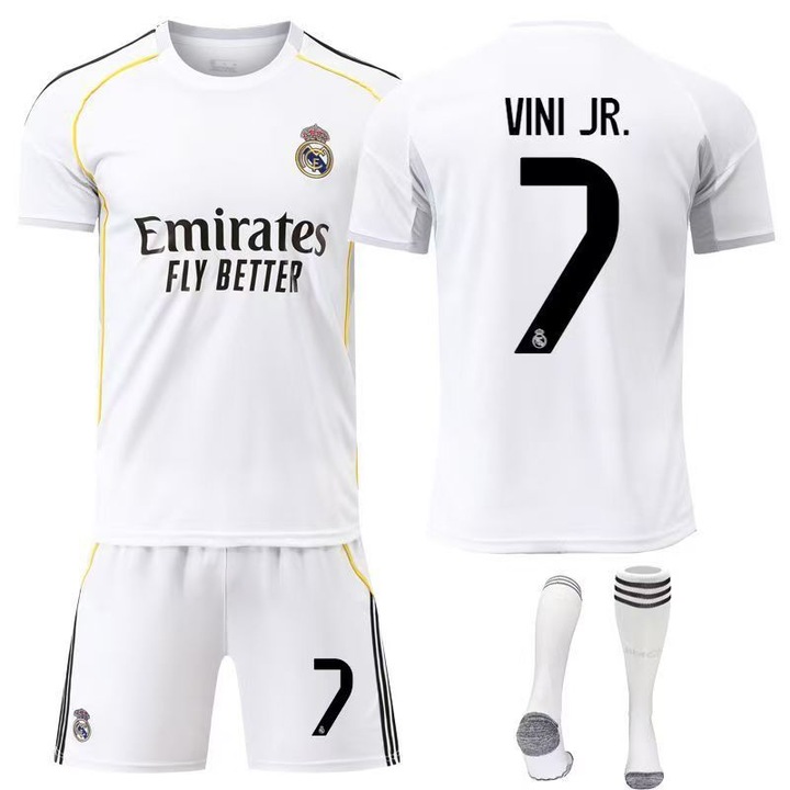 Комплект футболно оборудване за деца Реал Мадрид, бял, полиестер
