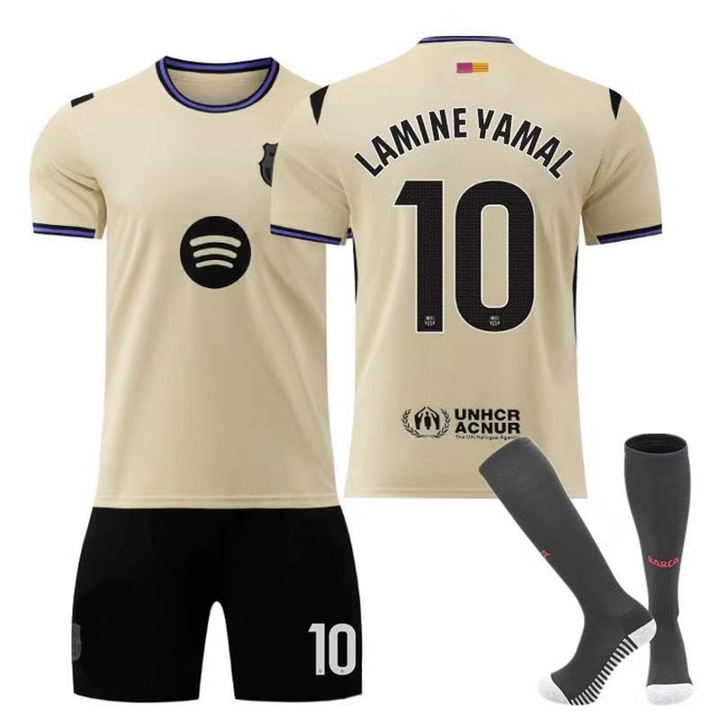 Комплект футболна екипировка за деца, номер 10, кафяв, полиестер