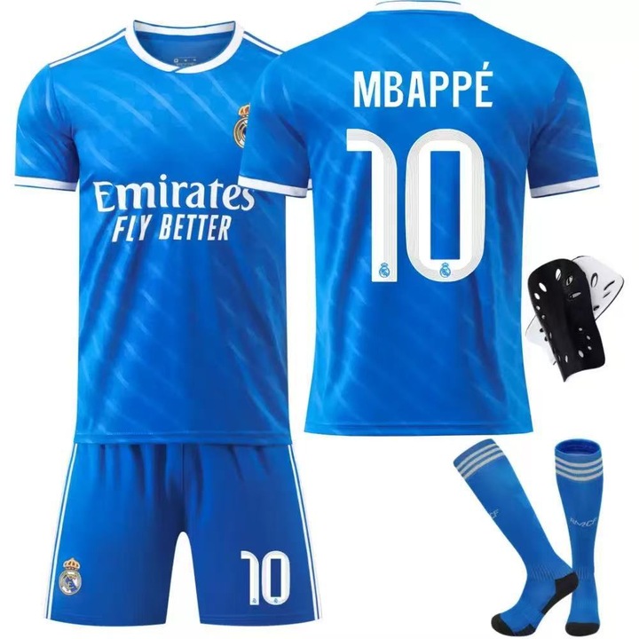 Детски футболен екип, син, полиестер