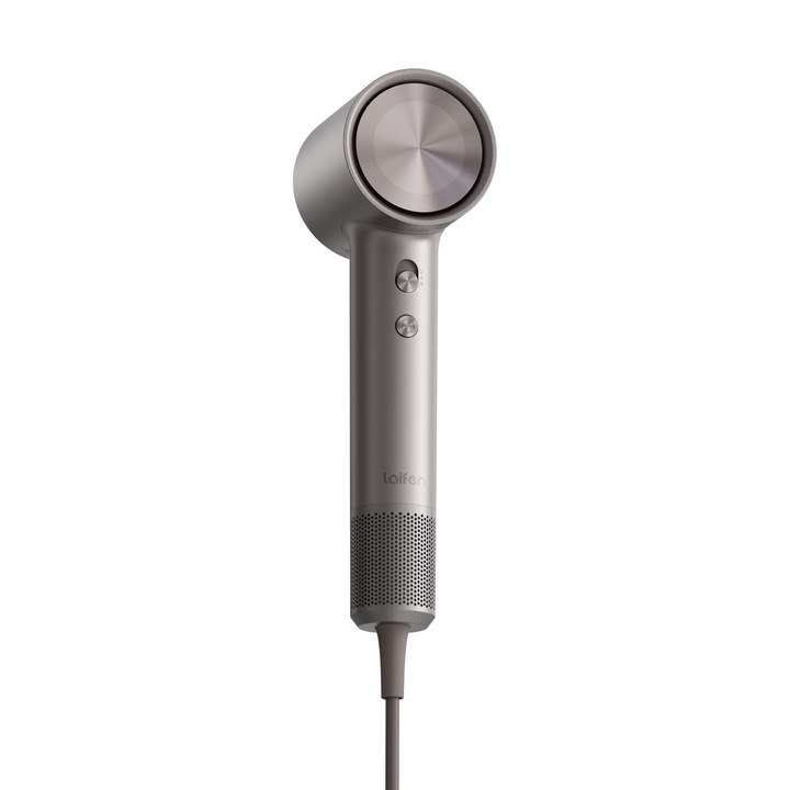 Сешоар, Laifen Swift 4, Мотор 115.000 RPM, 1600W, 400 милиона отрицателни йони, Интелигентен контрол на температурата, Безшумен 59dB, 3 степени на температура, 2 скорости, LED пръстен, 407g, Бързо сушене, Магнитни дюзи, Блестящ титан