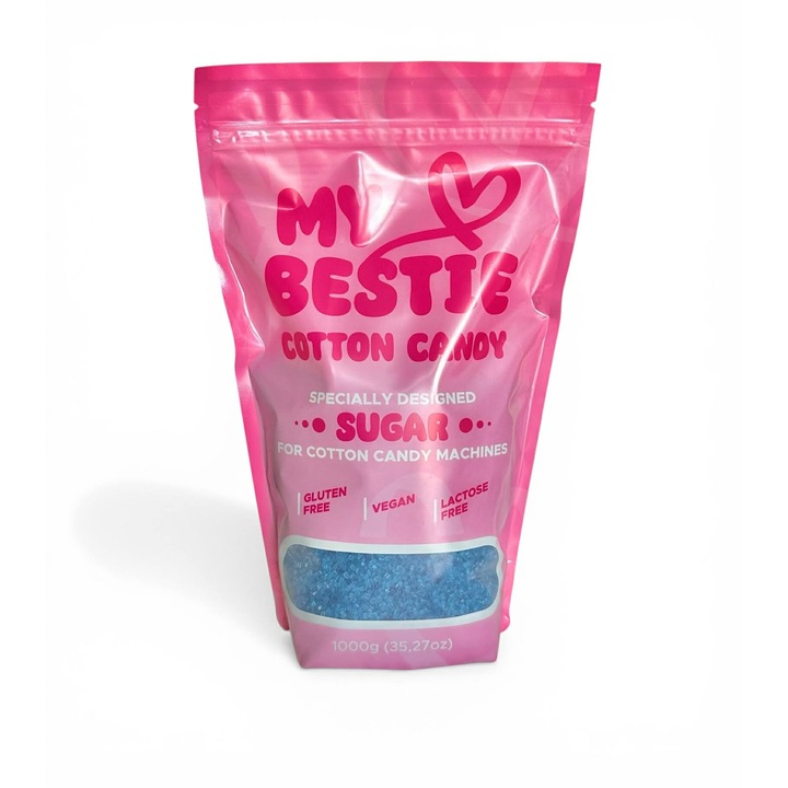 Materie primă pentru vată de zahăr 1 kg, aromă de zmeură albastră My Bestie Vattacukor