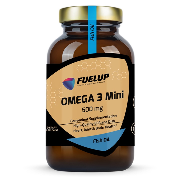 Fuel Up Omega 3 Mini 500 mg, capsule moi, forma triglicerida, 180 capsule