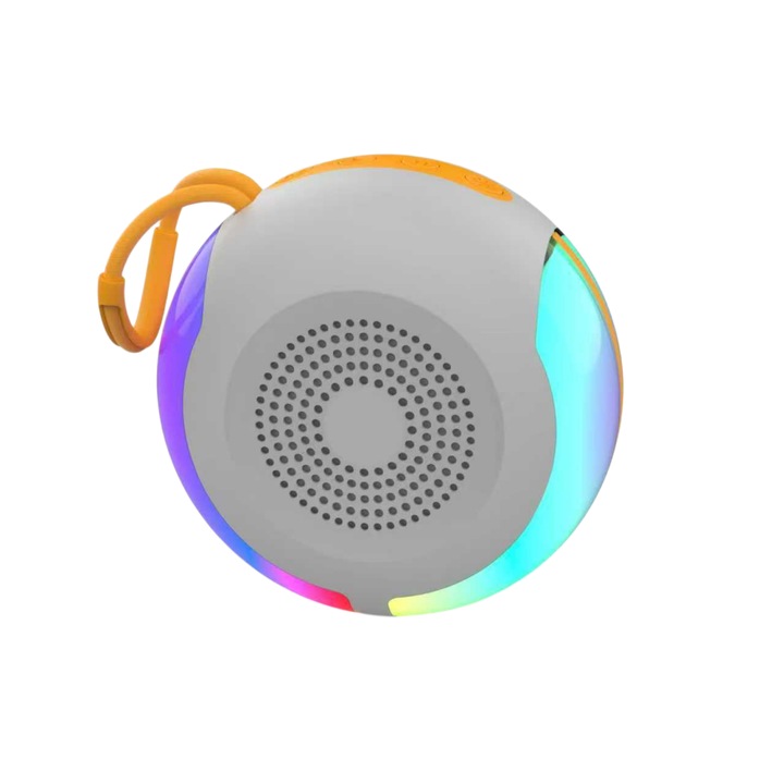 Difuzor Bluetooth, portabil, baterie litiu, neimpermeabil, ABS, 10 metri, Bluetooth 5.3, 5 W, compatibil cu conexiunea TWS, potrivit pentru diverse situatii, Gri