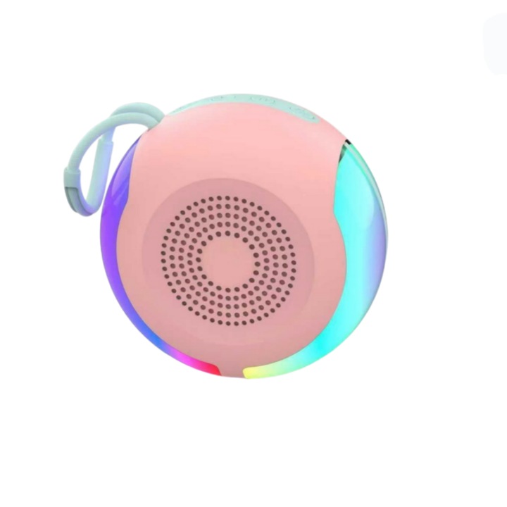 Difuzor Bluetooth, portabil, baterie litiu, neimpermeabil, ABS, 10 metri, Bluetooth 5.3, 5 W, compatibil cu conexiunea TWS, potrivit pentru diverse situatii, roz