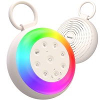 Dispozitiv Sunete Albe Portabil Mavio® pentru Bebelusi si Adulti, 24 Sunete Relaxante, 2 Functii Inregistrare, Bluetooth, 7 Culori Ambientale, Lumina Veghe, Baterie Reincarcabila 2000 mAh, Difuzor 3W, Temporizator 30/60/90 min, Lumina de Noapte, Alb