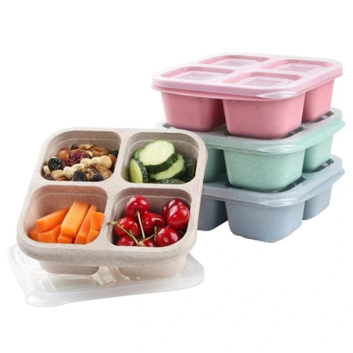 4 részes ételhordó szett, 4 rekeszes, többszínű