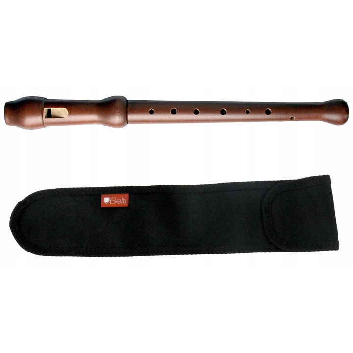 Szoprán furulya, MatMax, Janko modell, fa, fekete, 35x6cm, tokkal