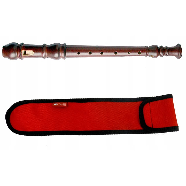 Szoprán furulya, MatMax, Fryderyk modell, fa, piros, tokkal