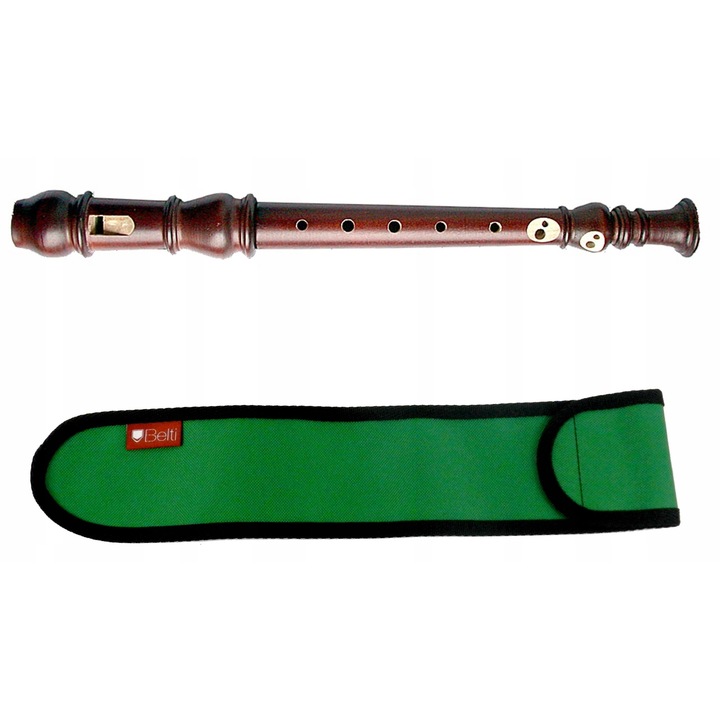 Barokk fuvola, MatMax, Fryderyk modell, fa, zöld, 35x6cm, tokkal