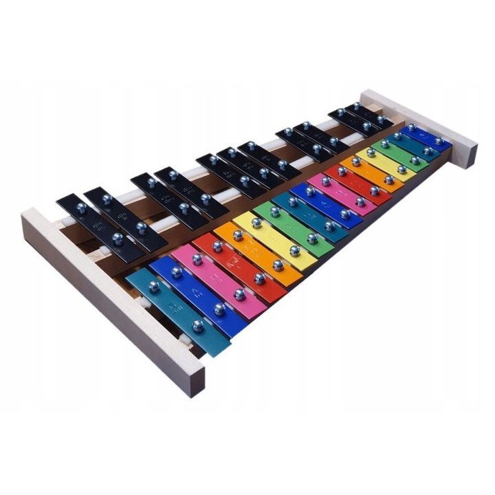 MatMax játék hangszerkészlet, 27 hangos kromatikus csengő, sárga színű, mérete 42x24,5x15cm