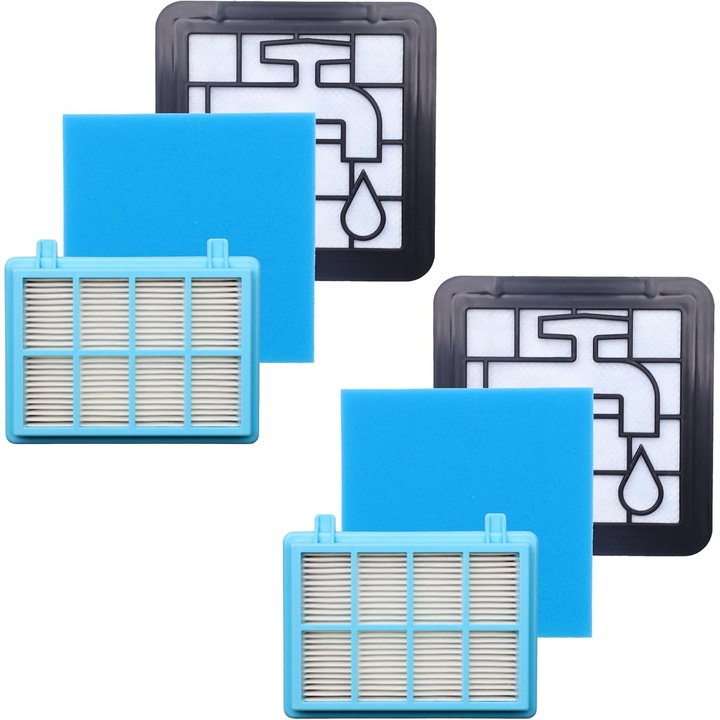 Kit de 2 filtre de spuma lavabile pentru motor, pentru aspiratorul Philips Power Pro Compact, filtre de schimb FC9331/09 FC9332/09 FC8010/01