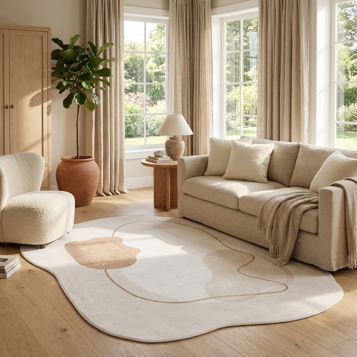 Covor Tapiso Wisp, covor din poliester, moale si placut la atingere, model unic, covor modern, covor pentru living, dormitor, hol, sufragerie, Forma neregulata 160 x 220cm