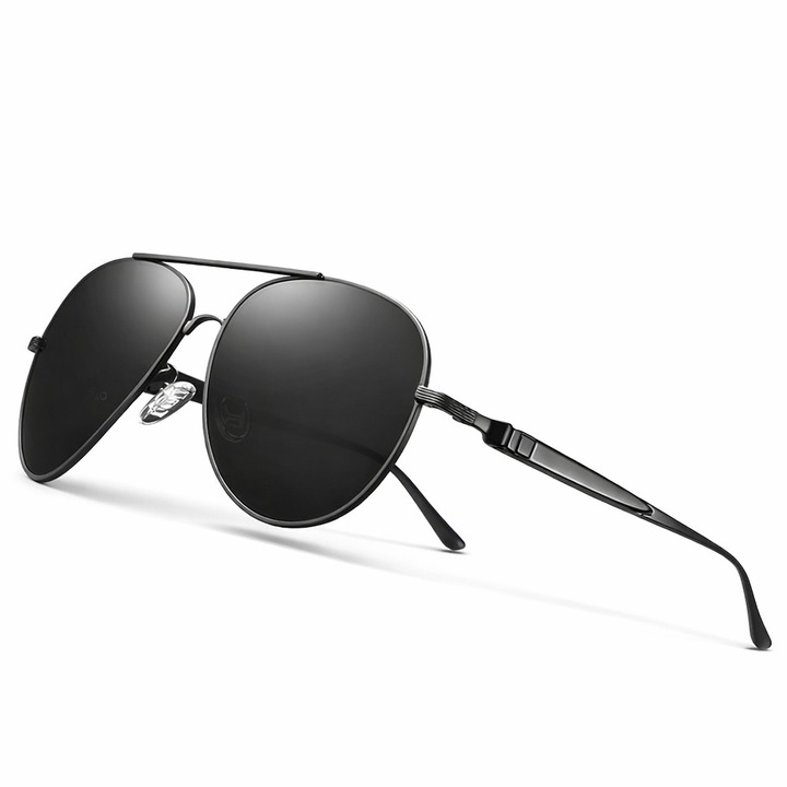 Ochelari soare retro black cu suport ochelari si test polaroid inclus