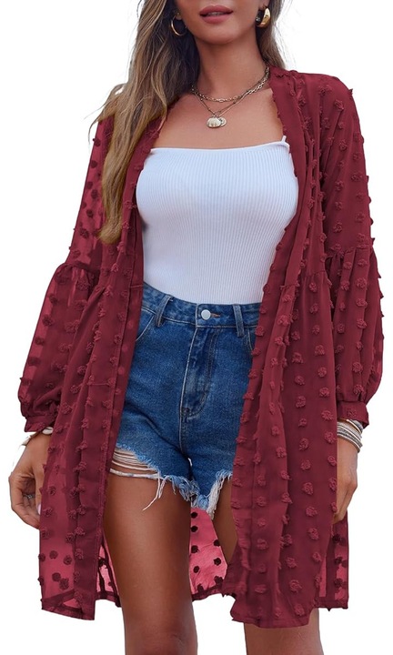 Rochie de Plaja Dama, Transparenta si Usoara, Fara Inchidere, Ideala ca Poncho Plaja sau Piesa Casual, Versatila pentru Vara, Vacanta, Petrecere, Visiniu