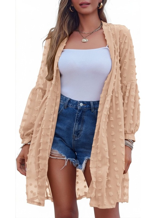 Rochie de Plaja Dama, Transparenta si Usoara, Fara Inchidere, Ideala ca Poncho Plaja sau Piesa Casual, Versatila pentru Vara, Vacanta, Petrecere, Bej