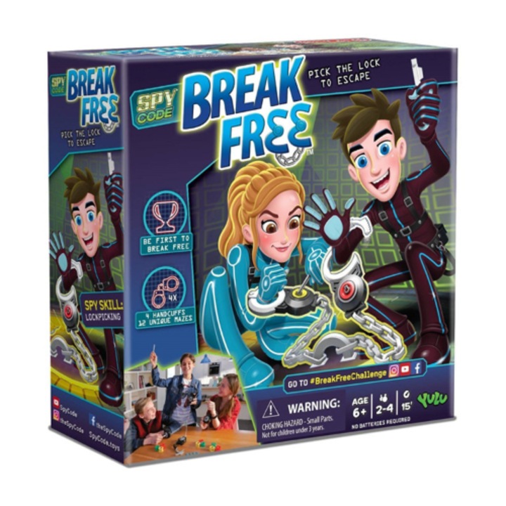 Spy Code Break Free társasjáték, 4 bilincs, 2-4 játékos részére, 6+ év