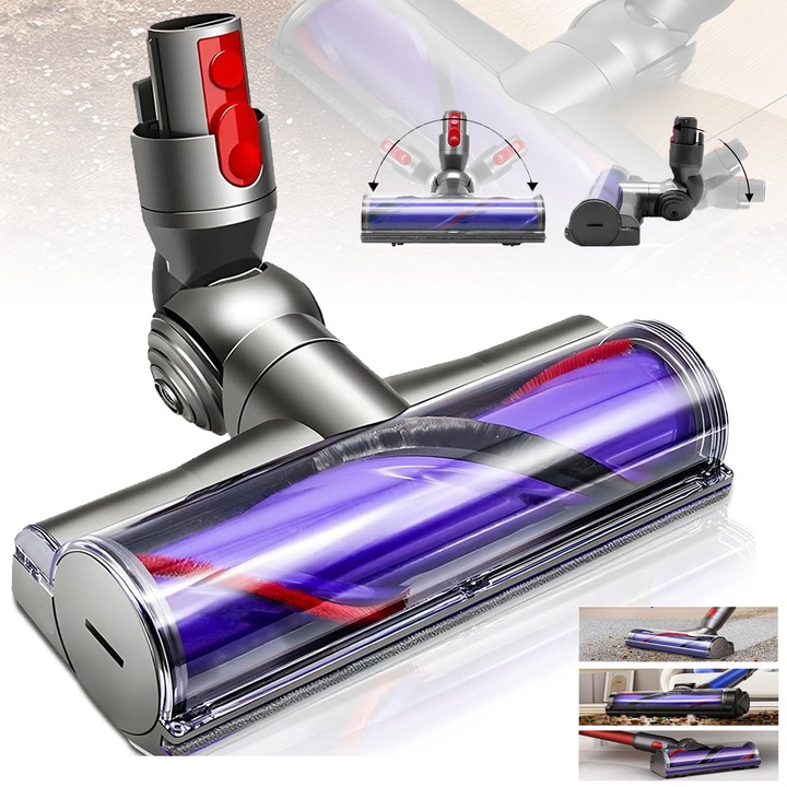 Perie aspirator, Bedee®, Perie Turbo pentru aspiratorcompatibila cu Dyson V7 V8 V10 V11, pentru covoare si podele dure, Laminate, placi ceramice, inlocuire cap de actionare directa, design flexibil 180°, Curatare fara efort