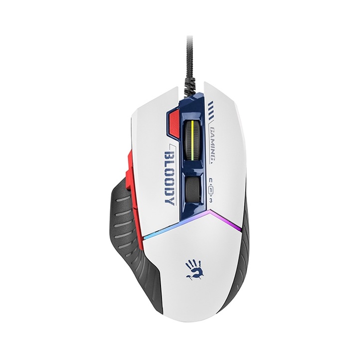 Mouse gaming A4Tech W95Max, senzor BC3332-A, 12000 CPI, iluminare RGB, 10 butoane, cablu 1.8m, culoare navy