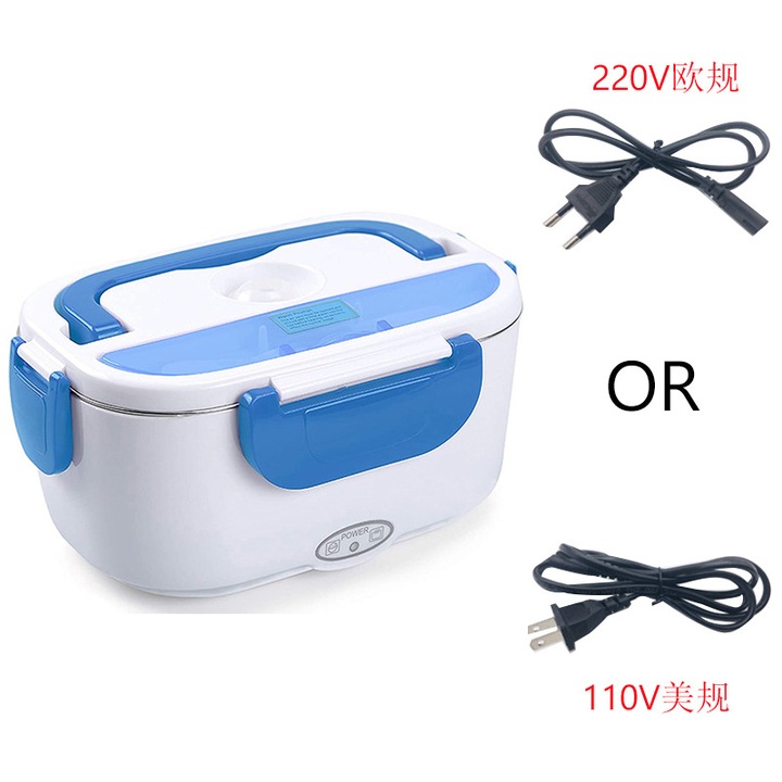 Cutie alimentara electrica 1.5L, incalzitor de mancare portabil, cu recipient din otel inoxidabil, pentru masina si acasa, rezistent la scurgeri, 110V/12V