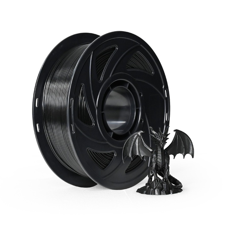 Filament 3D, Tronxy, PETG De mare viteza, Negru 1.75mm 1KG, Performante Ridicate, Durabil, Rezistenta Mecanica, Rezistent la impact, Rezistent la Caldura, Obiect Decorativ, Compatibilitate Larga
