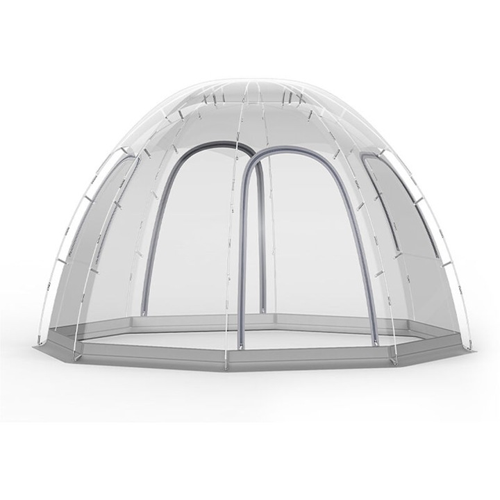 Kempingsátor Dome Bubble, átlátszó, 8-10 személyes, mérete 2.3m x 3.8m, komplett szett
