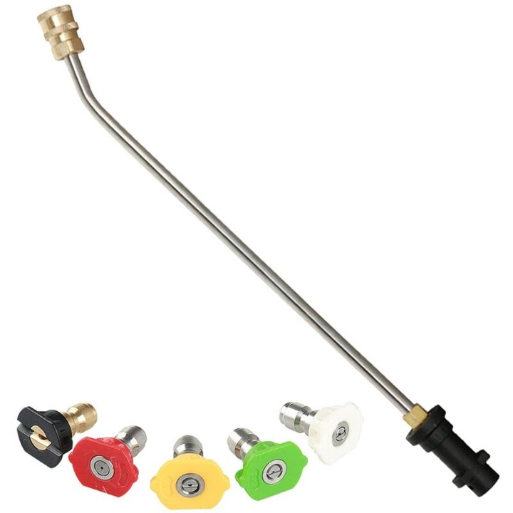 Set unelte curatare jgheaburi, lance extensibila 0.35 m, 5 duze ajustabile, pentru aparate de spalat cu presiune
