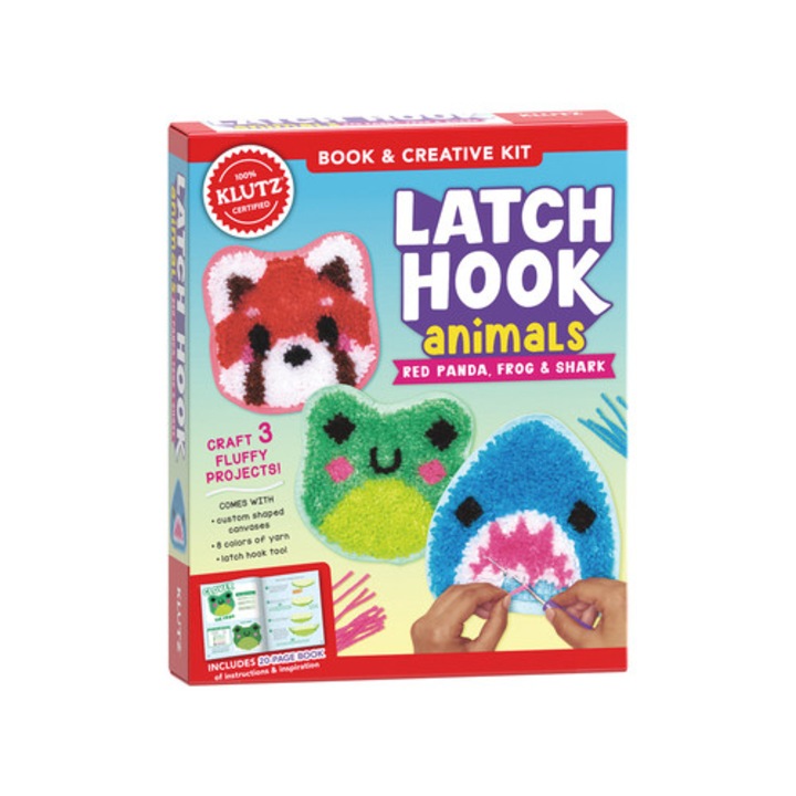 Latch Hook Animals: Red Panda, Frog & Shark -