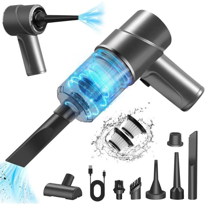 Aspirator portabil multifunctional 7000Pa 5000mAh 16-20min 2 filtre HEPA multicolor