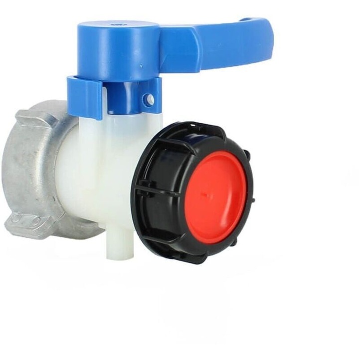 Vana fluture 2" cu filet O75 mm si piulita rotativa, compatibila cu rezervoare Schutz de 1000 L, filet S60X6