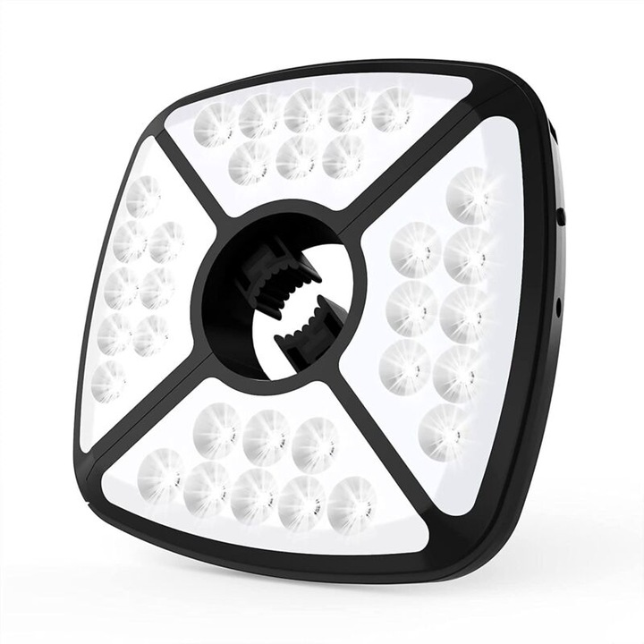 Újratölthető napelemes lámpa 32 LED, 2 fényerő mód, fekete rugalmas csipesz