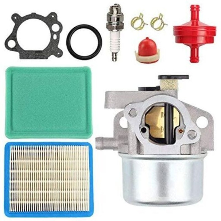 Karburátor fűnyíró motorokhoz, légszűrővel, tömítéssel, gyújtógyertyával, tartozékkészlettel együtt