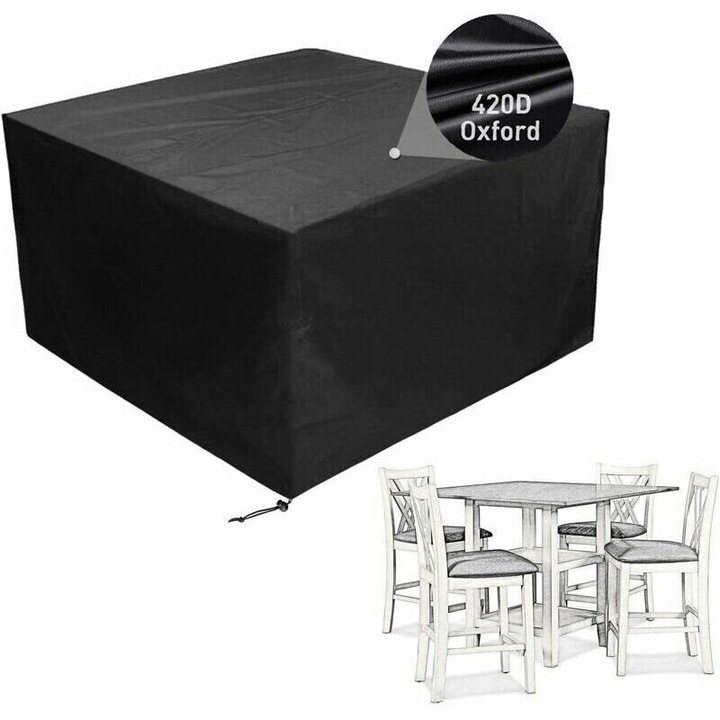 Husa de protectie pentru mobilier de gradina, 420D Oxford, rezistenta la apa, dimensiuni 147x137x71 cm, culoare neagra